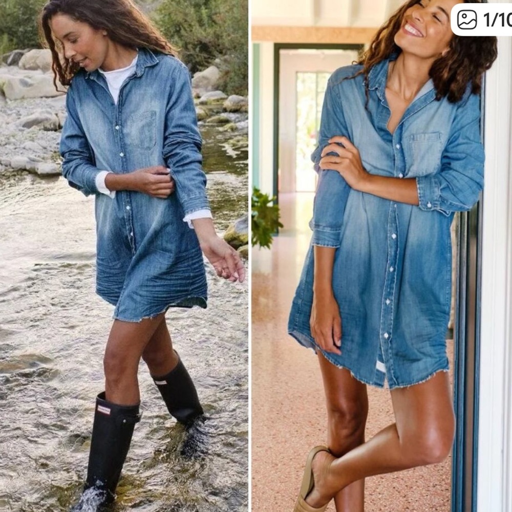 Singing The Blues Denim Shirt Dress / Acid Wash Blue